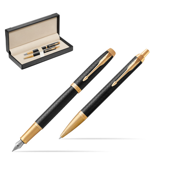Zestaw prezentowy Parker Pióro wieczne + Długopis IM Premium Black  GT w pudełku classic black