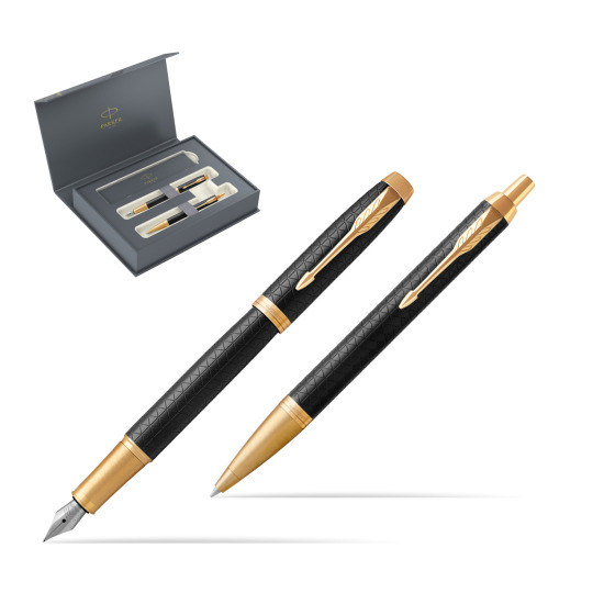 Zestaw prezentowy Parker Pióro wieczne + Długopis IM Premium Black  GT w pudełku Parker Duo 2022