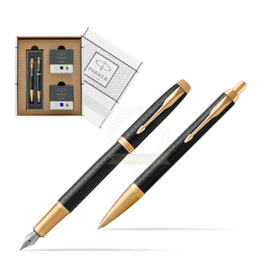 Zestaw prezentowy Parker Pióro wieczne + Długopis IM Premium Black  GT w białym pudełko Parker Eco