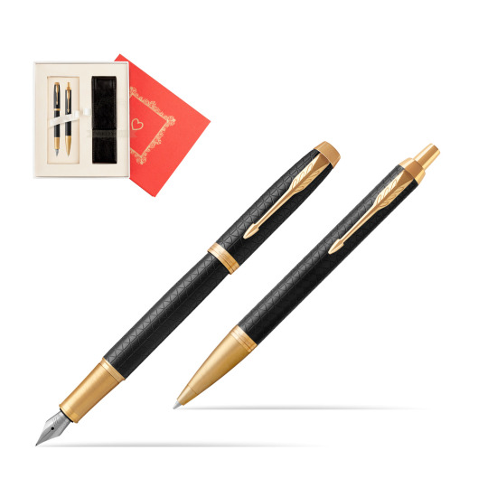 Zestaw prezentowy Parker Pióro wieczne + Długopis IM Premium Black  GT w pudełku Czerwień Od Serca