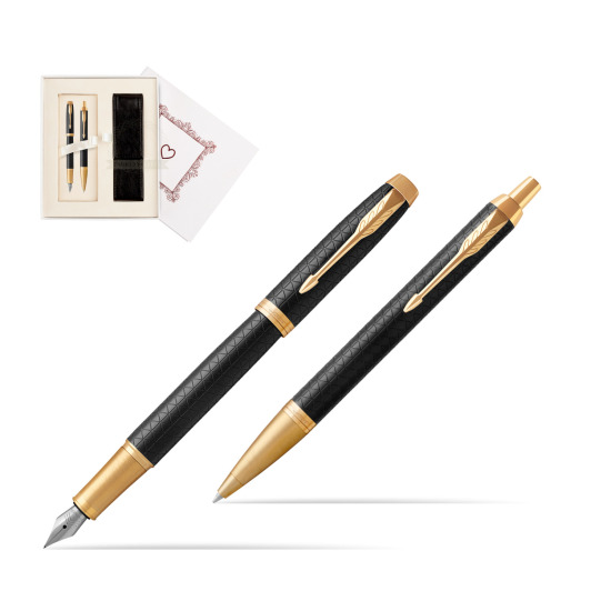 Zestaw prezentowy Parker Pióro wieczne + Długopis IM Premium Black  GT w pudełku Biel Od Serca