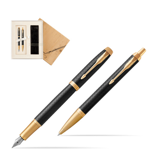 Zestaw prezentowy Parker Pióro wieczne + Długopis IM Premium Black  GT w pudełku Jubileusz 2