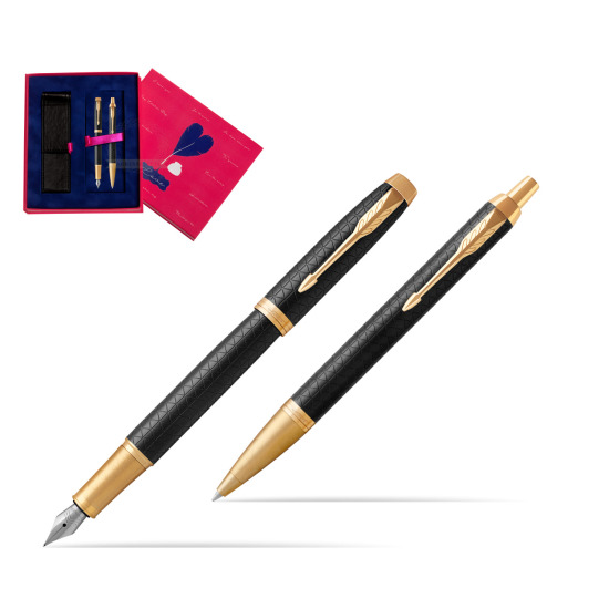 Zestaw prezentowy Parker Pióro wieczne + Długopis IM Premium Black  GT w pudełku Love