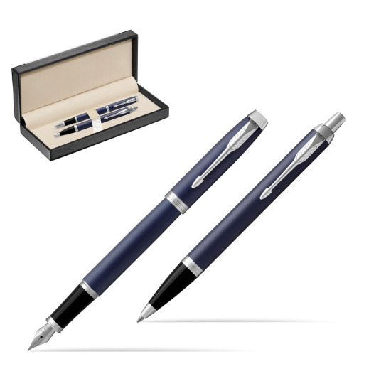 Zestaw Prezentowy Parker Pióro wieczne + Długopis IM Niebieski Mat CT w pudełku classic black