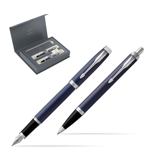 Zestaw Prezentowy Parker Pióro wieczne + Długopis IM Niebieski Mat CT w pudełku Parker Duo 2022