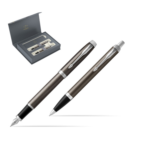 Zestaw Prezentowy Parker Pióro wieczne + Długopis IM Dark Espresso CT w pudełku Parker Duo 2022