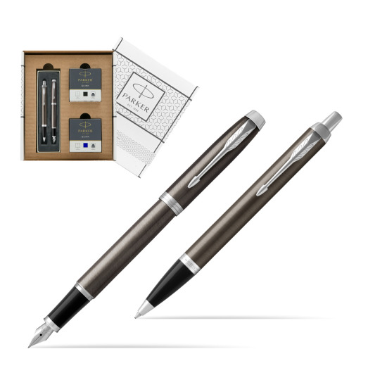 Zestaw Prezentowy Parker Pióro wieczne + Długopis IM Dark Espresso CT w białym pudełko Parker Eco