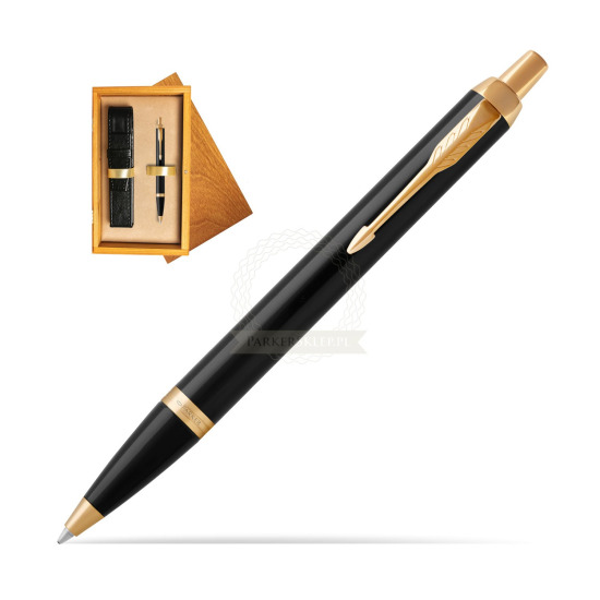 Długopis Parker IM Czarne GT w pudełku drewnianym Honey Single Ecru