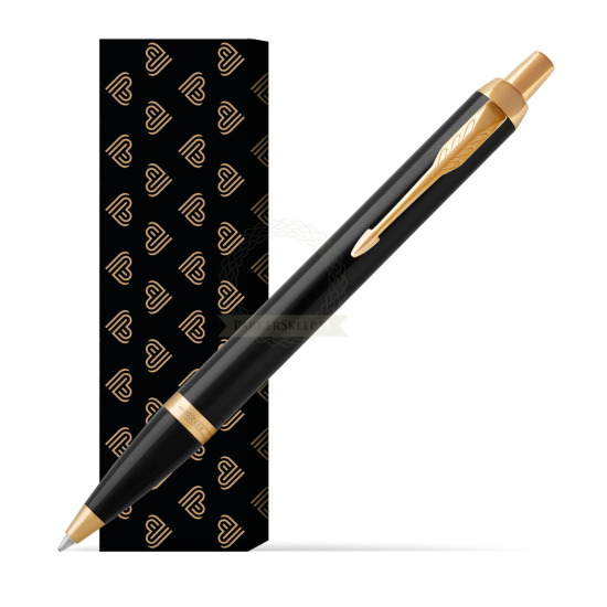 Długopis Parker IM Czarne GT w obwolucie Złote Serca
