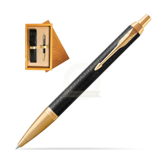 Długopis Parker IM Premium Czarny GT w pudełku drewnianym Honey Single Ecru