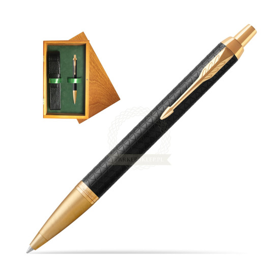 Długopis Parker IM Premium Czarny GT w pudełku drewnianym Honey Single Zieleń