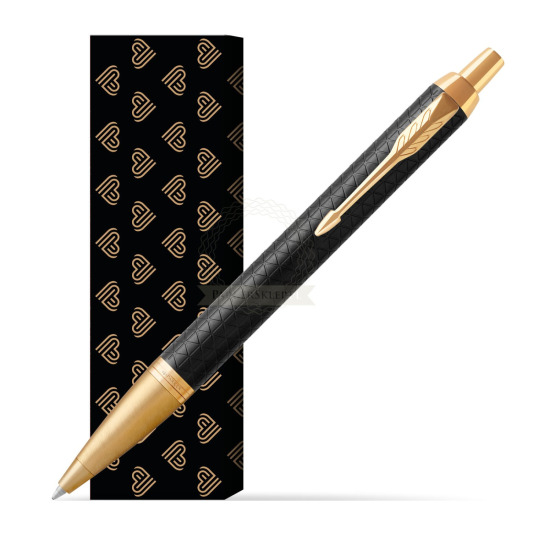 Długopis Parker IM Premium Czarny GT w obwolucie Złote Serca