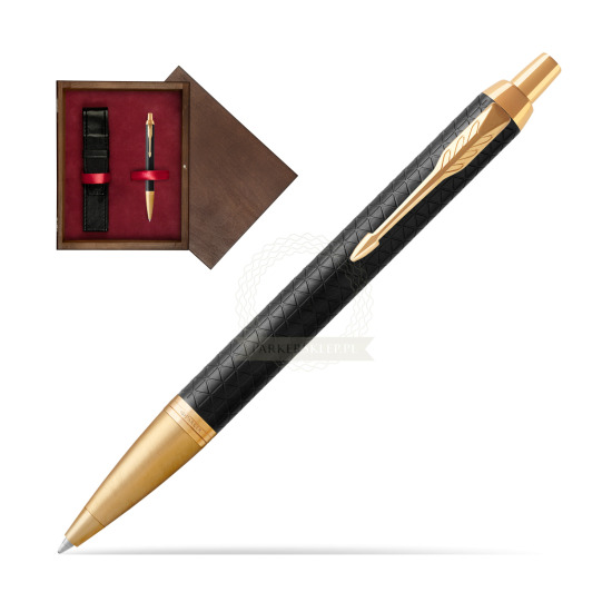 Długopis Parker IM Premium Czarny GT w pudełku drewnianym Wenge Single Bordo