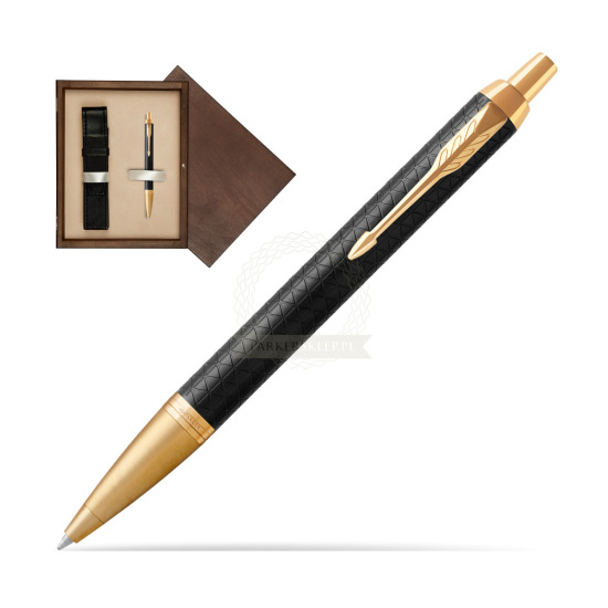 Długopis Parker IM Premium Czarny GT w pudełku drewnianym Wenge Single Ecru
