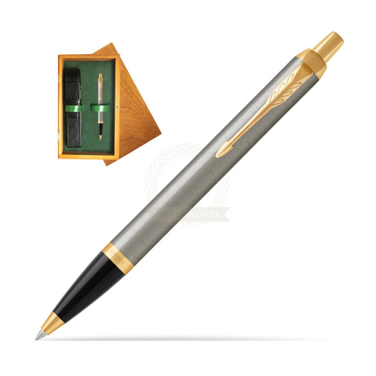 Długopis Parker IM Brushed Metal GT w pudełku drewnianym Honey Single Zieleń