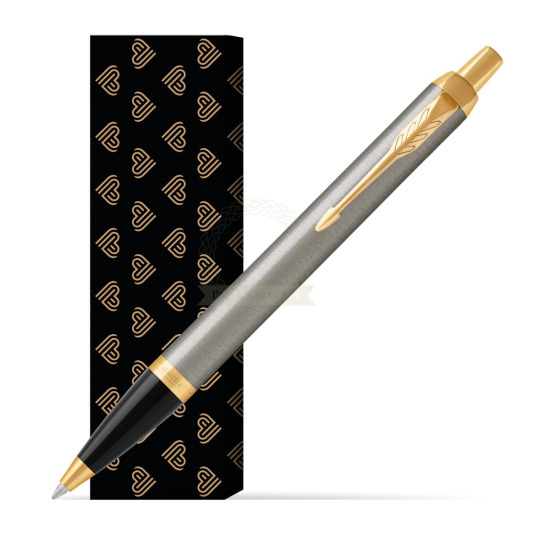Długopis Parker IM Brushed Metal GT w obwolucie Złote Serca