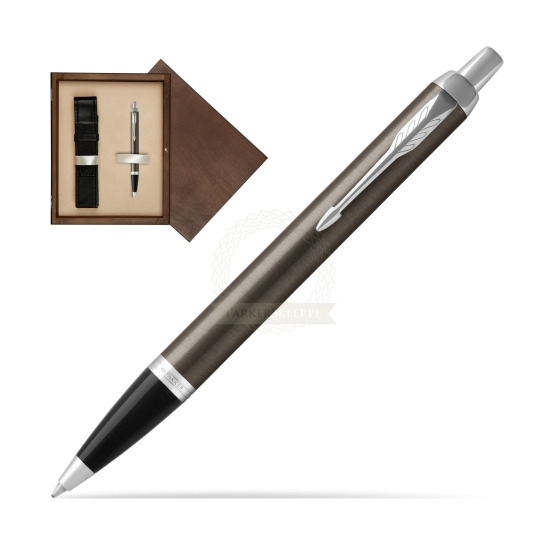 Długopis Parker IM Dark Espresso CT w pudełku drewnianym Wenge Single Ecru