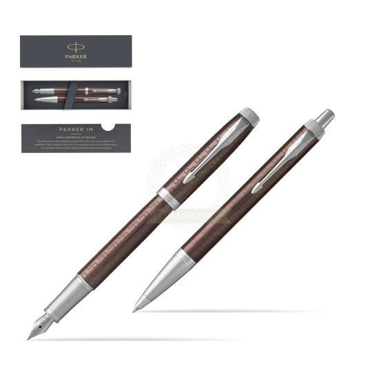 Zestaw Prezentowy Parker Pióro wieczne + Długopis IM Premium Brązowy CT 