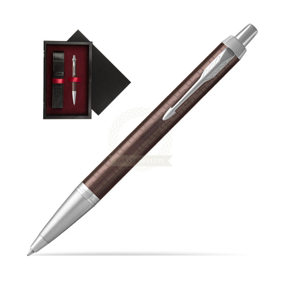 Długopis Parker IM Premium Brązowy CT w pudełku drewnianym Czerń Single Bordo