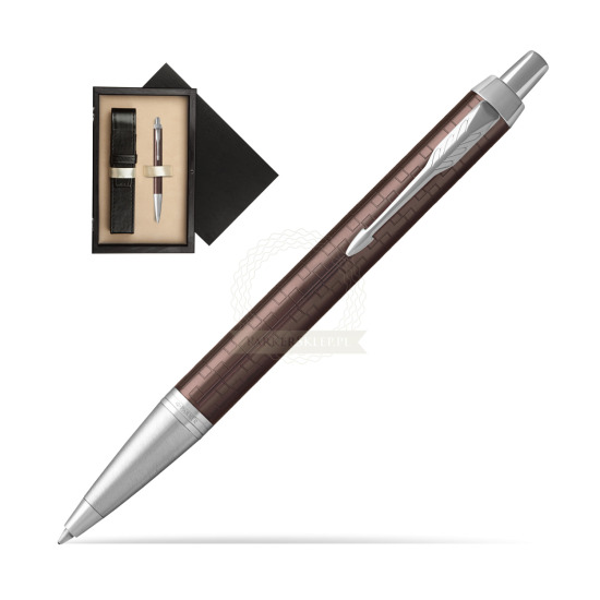 Długopis Parker IM Premium Brązowy CT w pudełku drewnianym Czerń Single Ecru