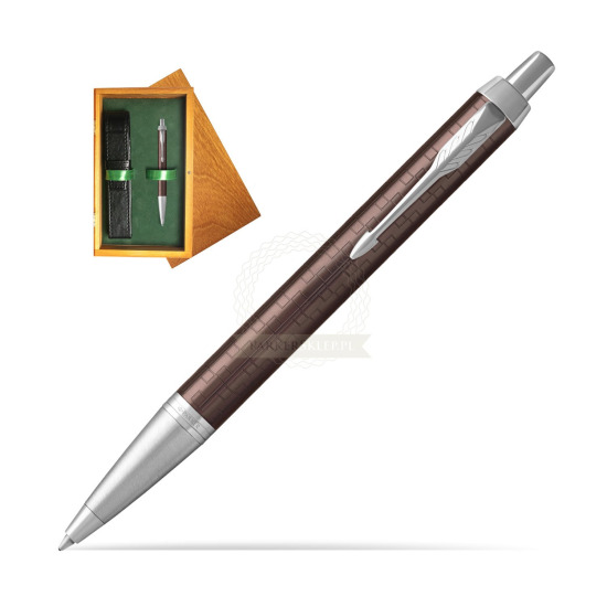 Długopis Parker IM Premium Brązowy CT w pudełku drewnianym Honey Single Zieleń