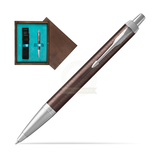 Długopis Parker IM Premium Brązowy CT w pudełku drewnianym Wenge Single Turkus