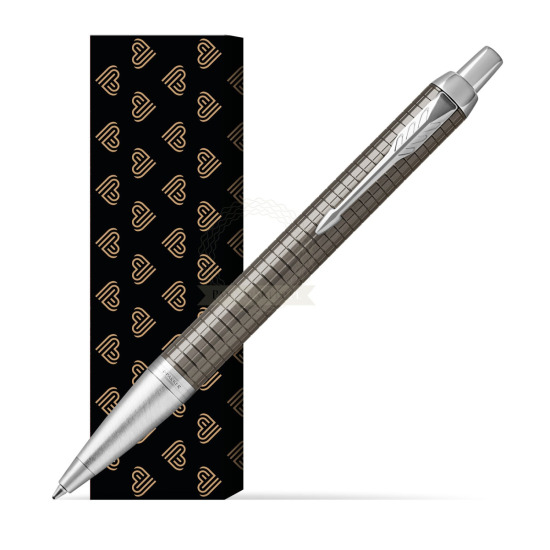Długopis Parker IM Premium Dark Espresso CT w obwolucie Złote Serca