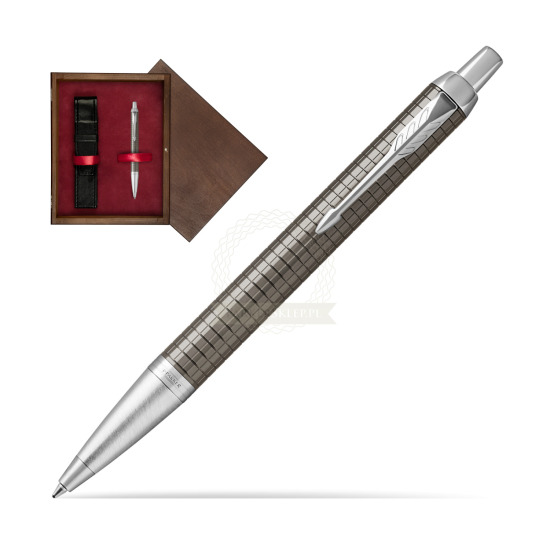 Długopis Parker IM Premium Dark Espresso CT w pudełku drewnianym Wenge Single Bordo