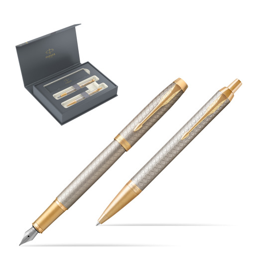 Zestaw Prezentowy Parker Pióro wieczne + Długopis IM Premium Warm Silver GT w pudełku Parker Duo 2022