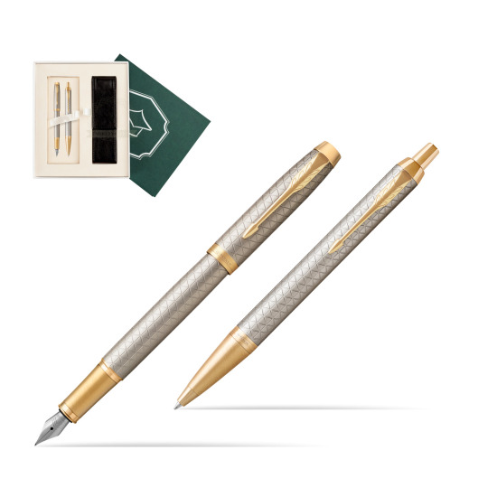 Zestaw Prezentowy Parker Pióro wieczne + Długopis IM Premium Warm Silver GT w pudełku Wiedza i Nauka