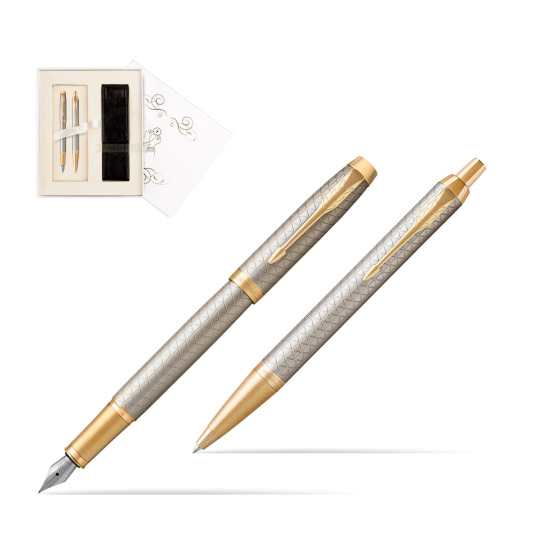 Zestaw Prezentowy Parker Pióro wieczne + Długopis IM Premium Warm Silver GT w pudełku Pamiątka I Komunii