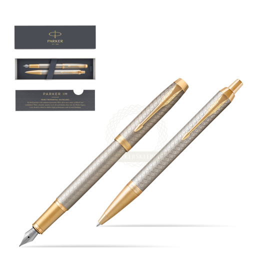 Zestaw Prezentowy Parker Pióro wieczne + Długopis IM Premium Warm Silver GT 