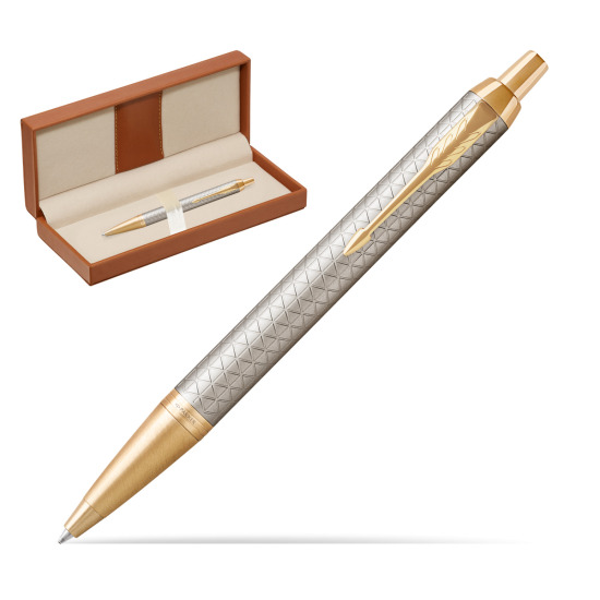 Długopis Parker IM Premium Warm Silver GT w pudełku classic brown