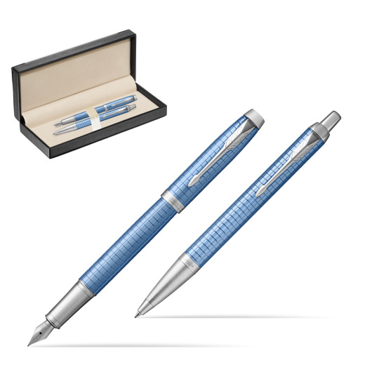 Zestaw Prezentowy Parker Pióro wieczne + Długopis IM Premium Niebieski CT w pudełku classic black