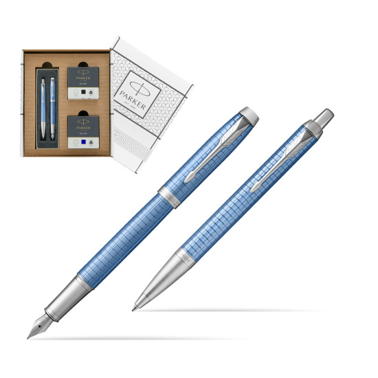 Zestaw Prezentowy Parker Pióro wieczne + Długopis IM Premium Niebieski CT w białym pudełko Parker Eco