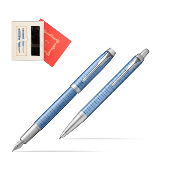 Zestaw Prezentowy Parker Pióro wieczne + Długopis IM Premium Niebieski CT w pudełku Czerwień Od Serca