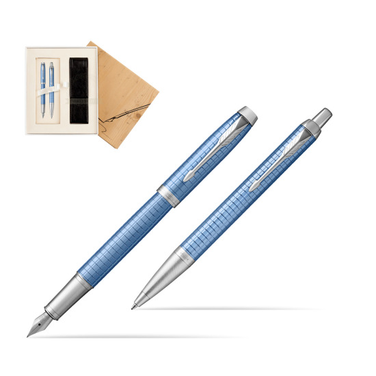 Zestaw Prezentowy Parker Pióro wieczne + Długopis IM Premium Niebieski CT w pudełku Jubileusz 2