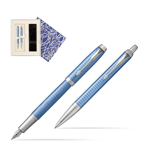 Zestaw Prezentowy Parker Pióro wieczne + Długopis IM Premium Niebieski CT w pudełku Uniwersalne z etui