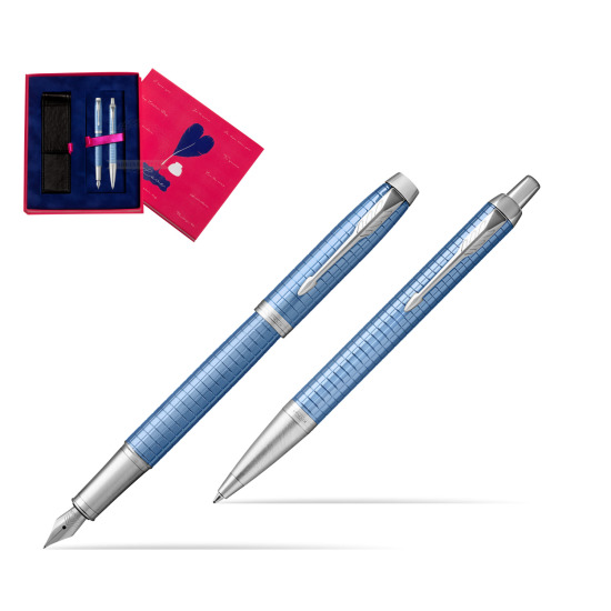 Zestaw Prezentowy Parker Pióro wieczne + Długopis IM Premium Niebieski CT w pudełku Love