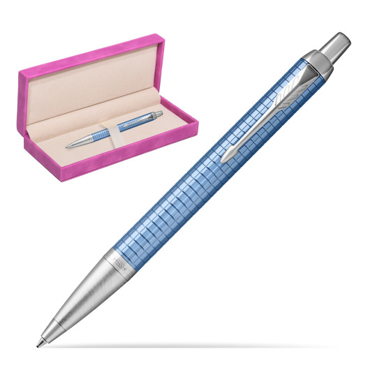 Długopis Parker IM Premium Niebieski CT w pudełku zamszowym fuksja
