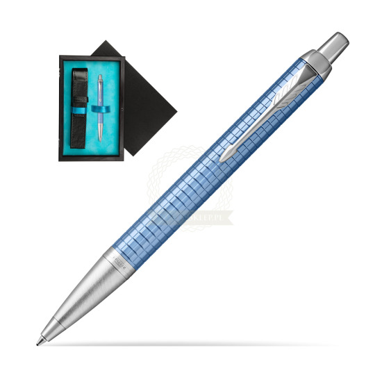 Długopis Parker IM Premium Niebieski CT w pudełku drewnianym Czerń Single Turkus
