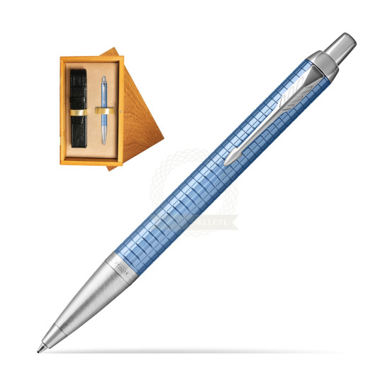 Długopis Parker IM Premium Niebieski CT w pudełku drewnianym Honey Single Ecru