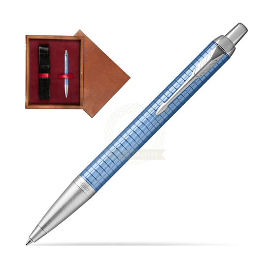 Długopis Parker IM Premium Niebieski CT w pudełku drewnianym Mahoń Single Bordo