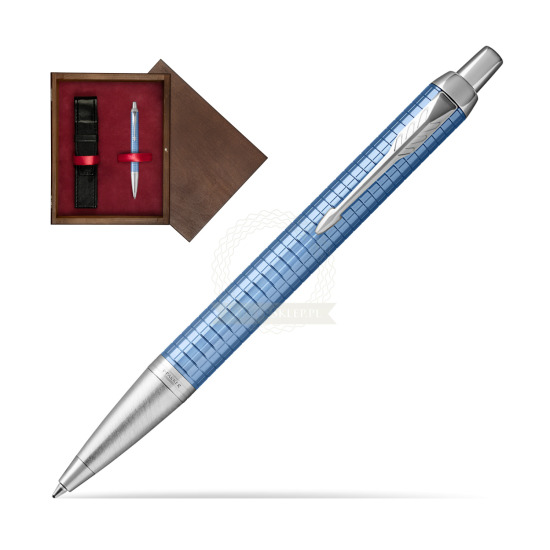 Długopis Parker IM Premium Niebieski CT w pudełku drewnianym Wenge Single Bordo