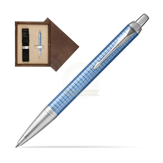 Długopis Parker IM Premium Niebieski CT w pudełku drewnianym Wenge Single Ecru