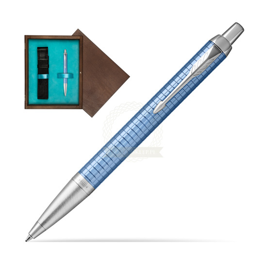 Długopis Parker IM Premium Niebieski CT w pudełku drewnianym Wenge Single Turkus