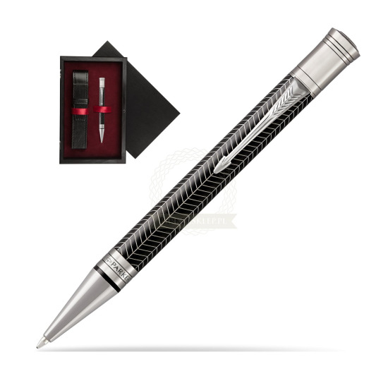 Długopis Parker Duofold Centennial Prestige Czarna Jodełka RT w pudełku drewnianym Czerń Single Bordo
