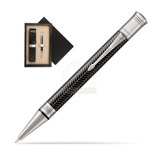 Długopis Parker Duofold Centennial Prestige Czarna Jodełka RT w pudełku drewnianym Czerń Single Ecru