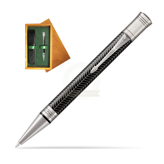 Długopis Parker Duofold Centennial Prestige Czarna Jodełka RT w pudełku drewnianym Honey Single Zieleń