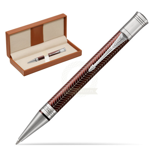 Długopis Parker Centennial Duofold Prestige Burgundowa Jodełka CT w pudełku classic brown